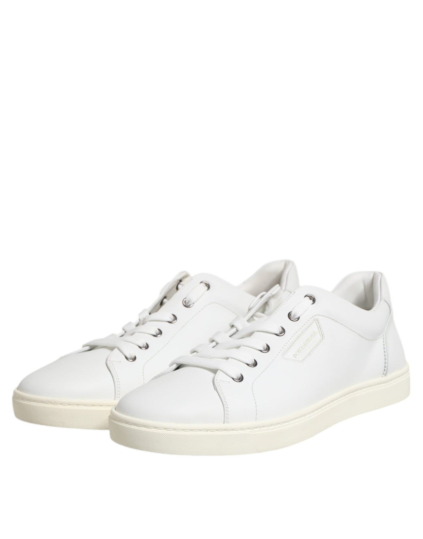 Dolce & Gabbana White Leather Low Top Men Sneakers Shoes