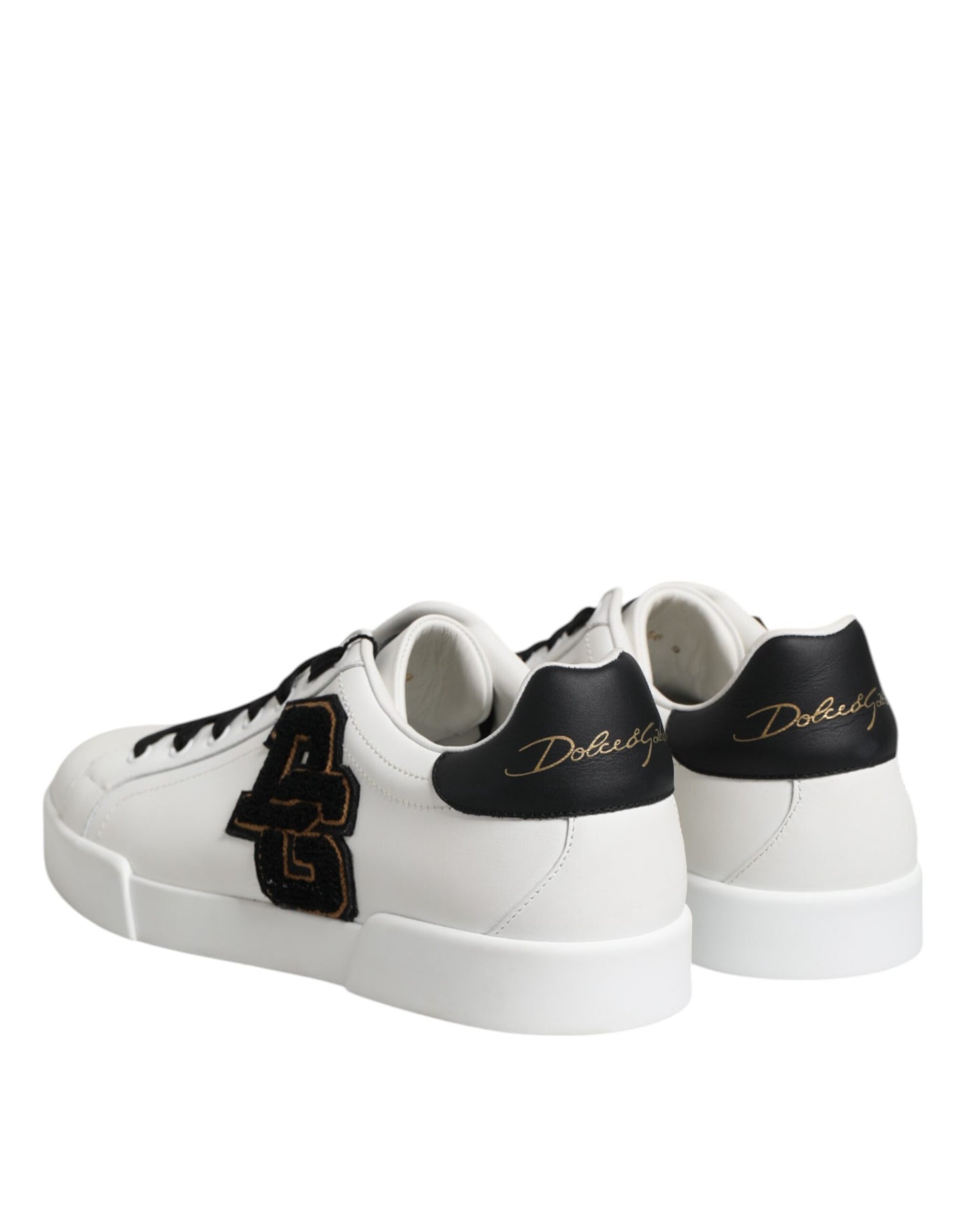 Dolce & Gabbana White Leather DG Logo Low Top Sneakers Shoes