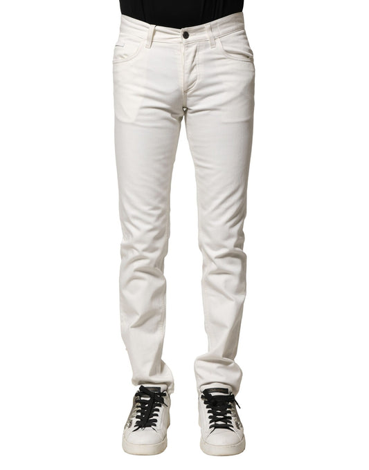 Dolce & Gabbana White Cotton Skinny Men Denim Jeans