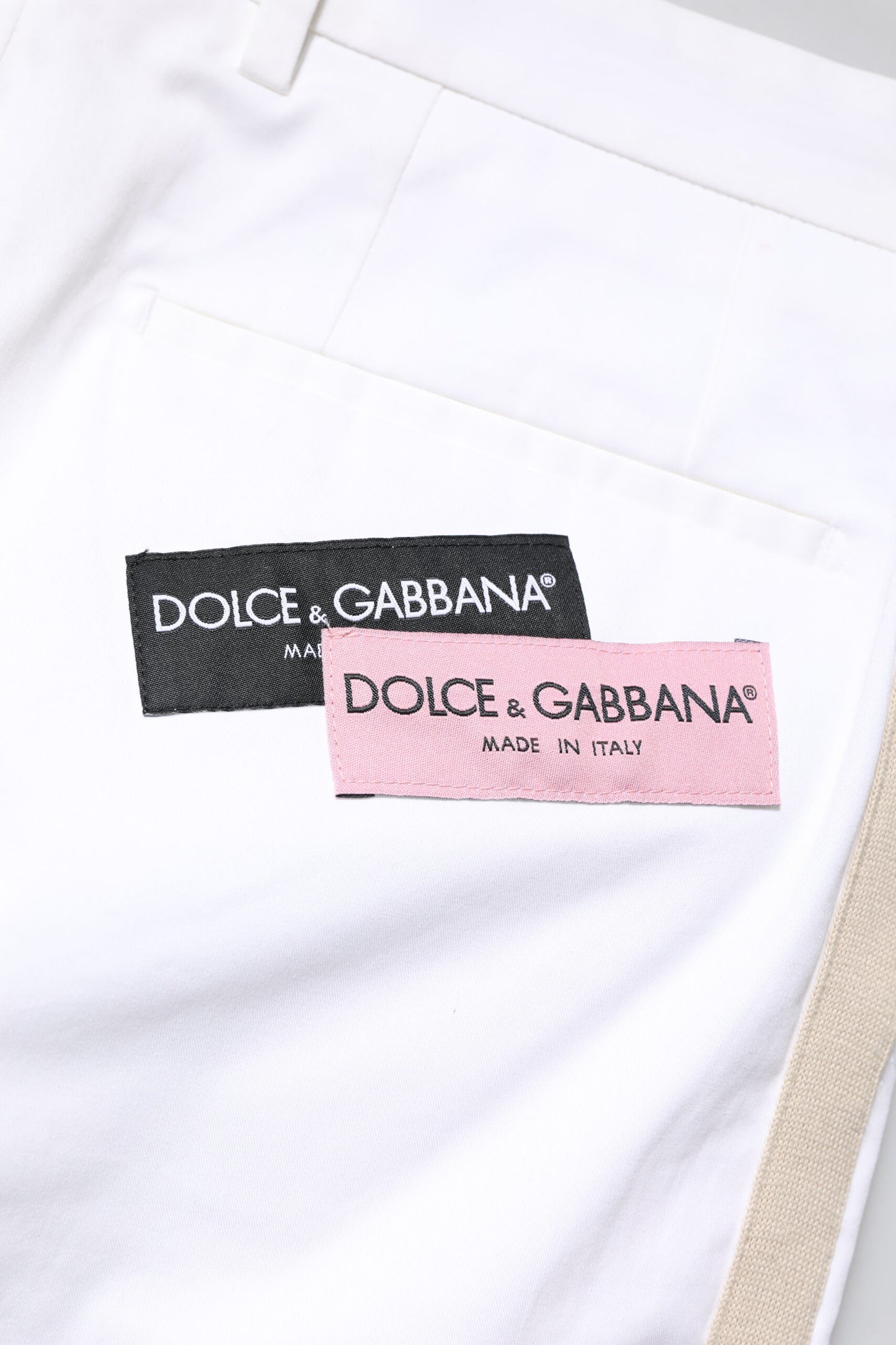 Dolce & Gabbana White Cotton Straight Logo Men Pants