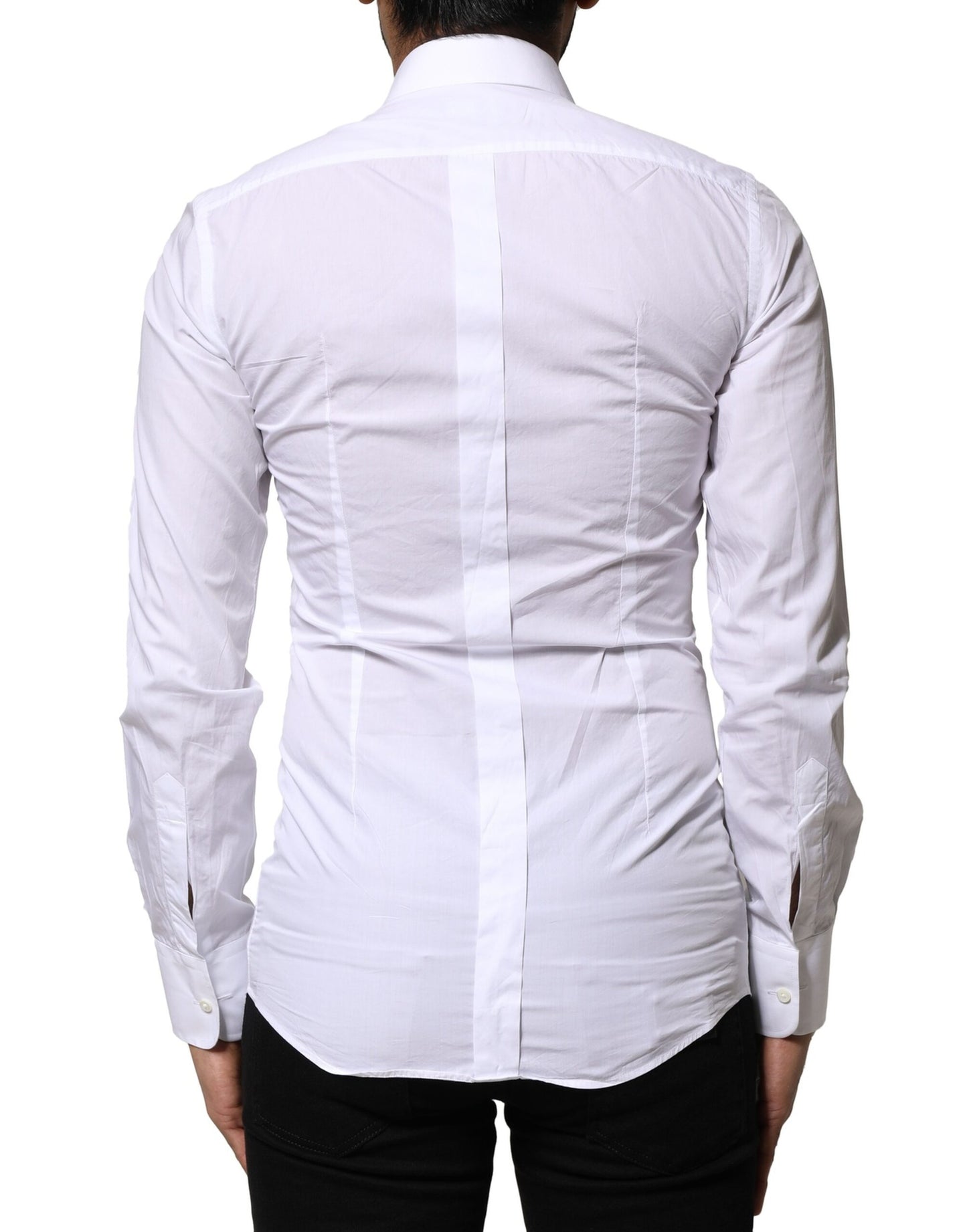 Dolce & Gabbana White GOLD Cotton Poplin Formal Dress Shirt