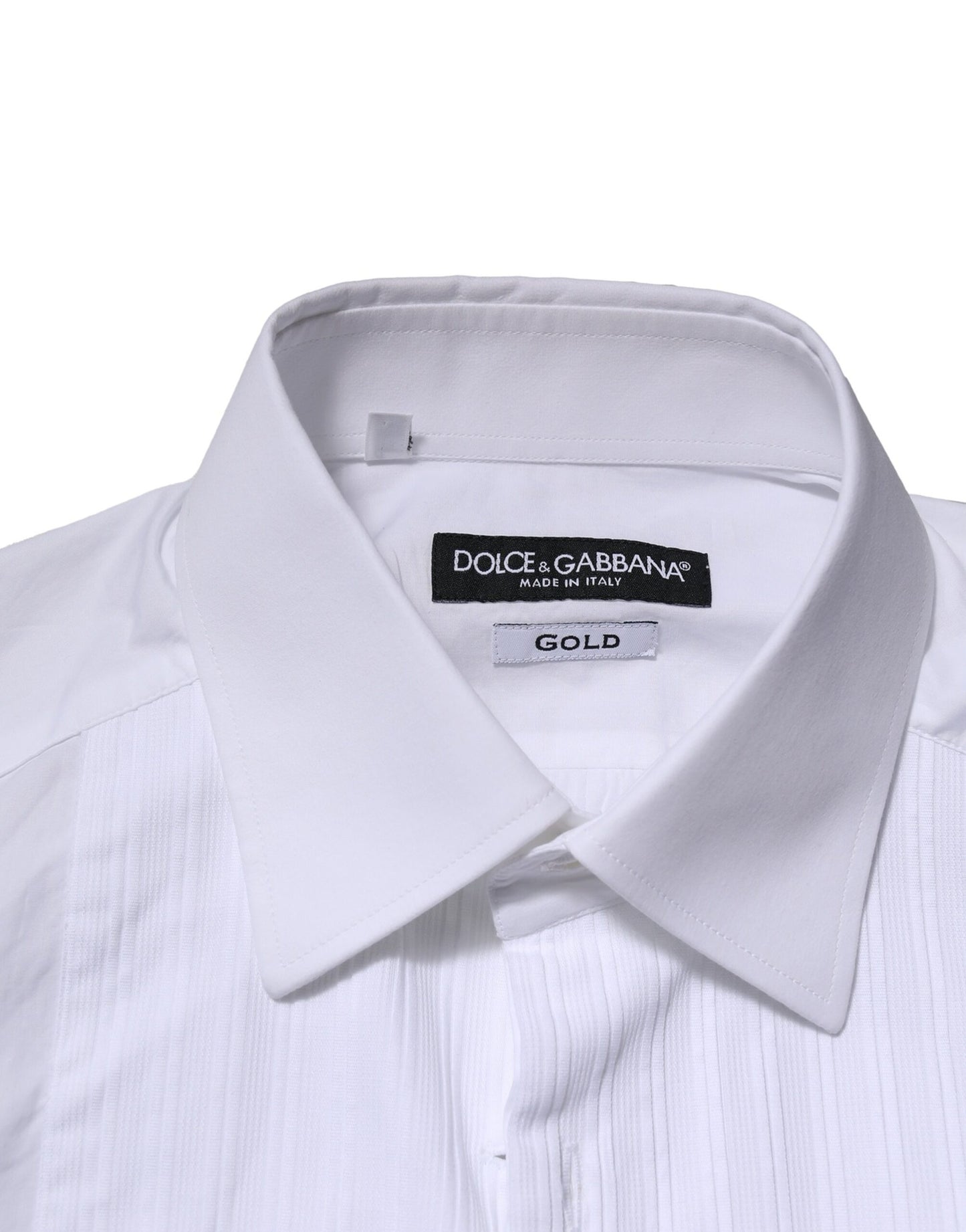 Dolce & Gabbana White GOLD Cotton Poplin Formal Dress Shirt