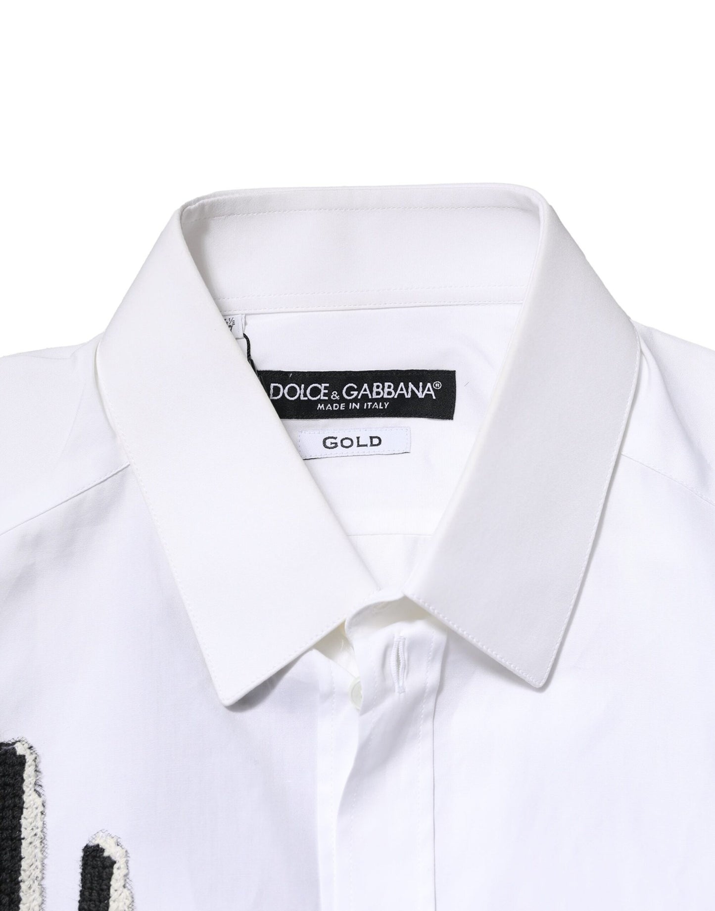 Dolce & Gabbana White GOLD Embroidery Detailed Dress Shirt