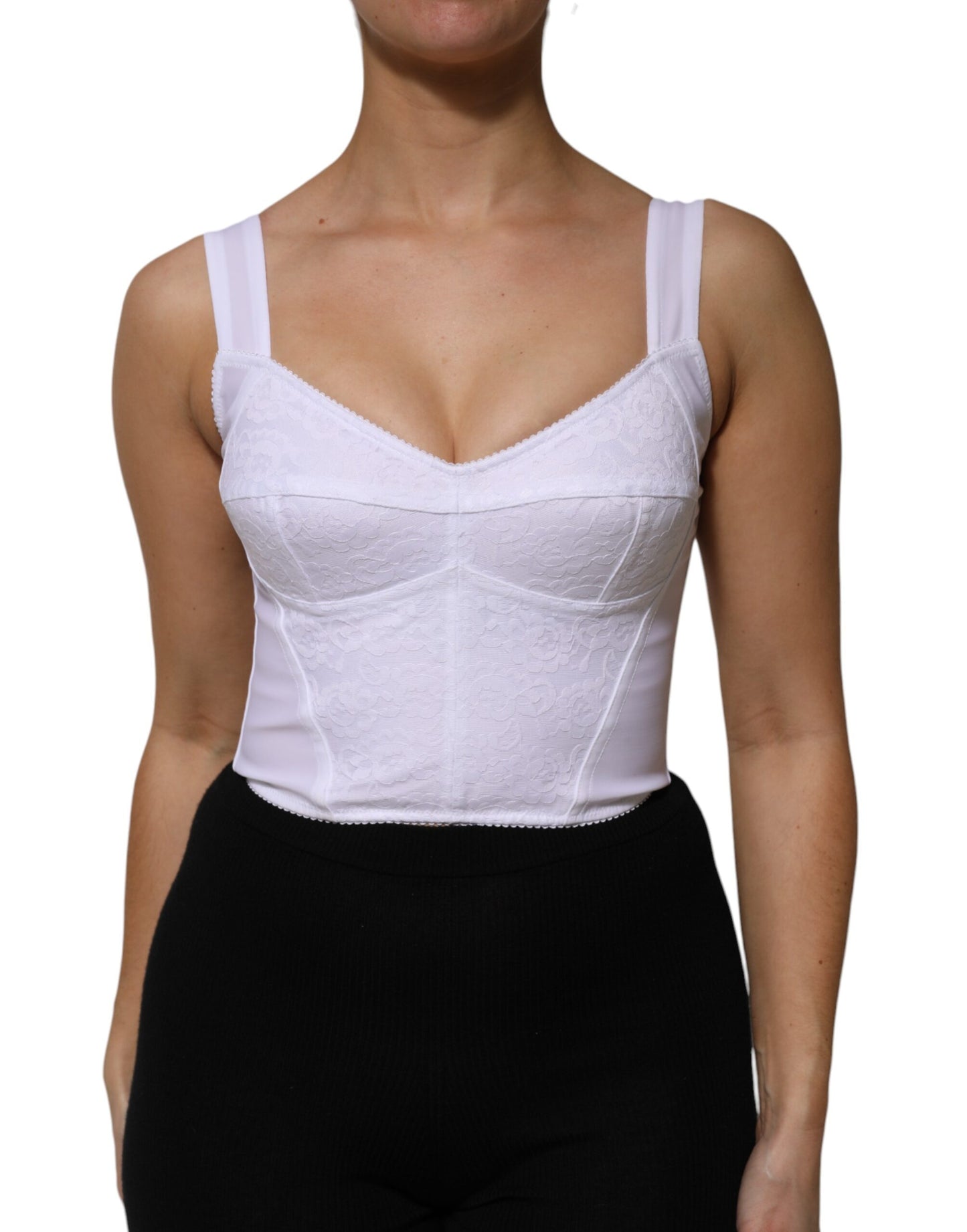 Dolce & Gabbana White Bustier Sleeveless Corset Blouse Top