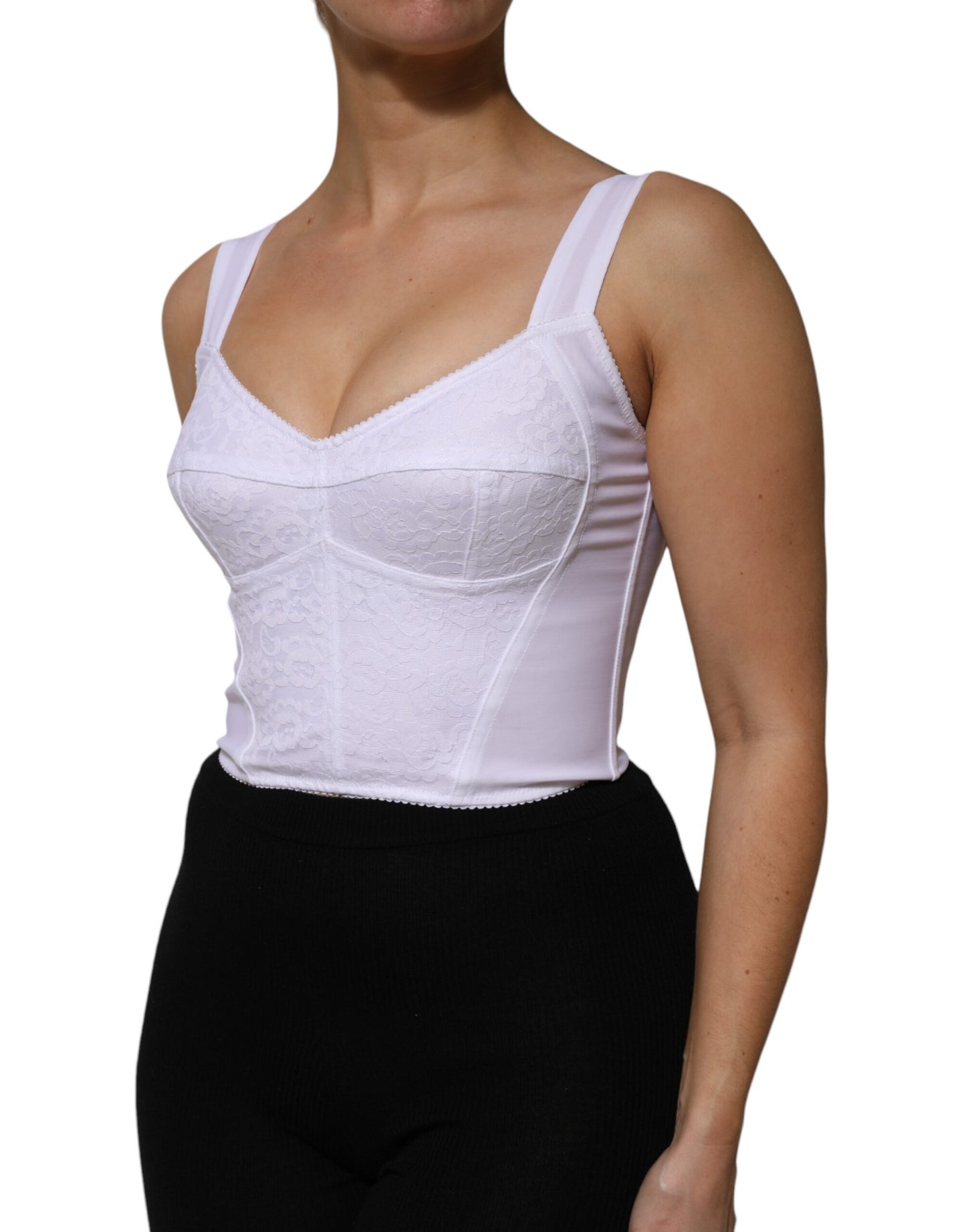 Dolce & Gabbana White Bustier Sleeveless Corset Blouse Top