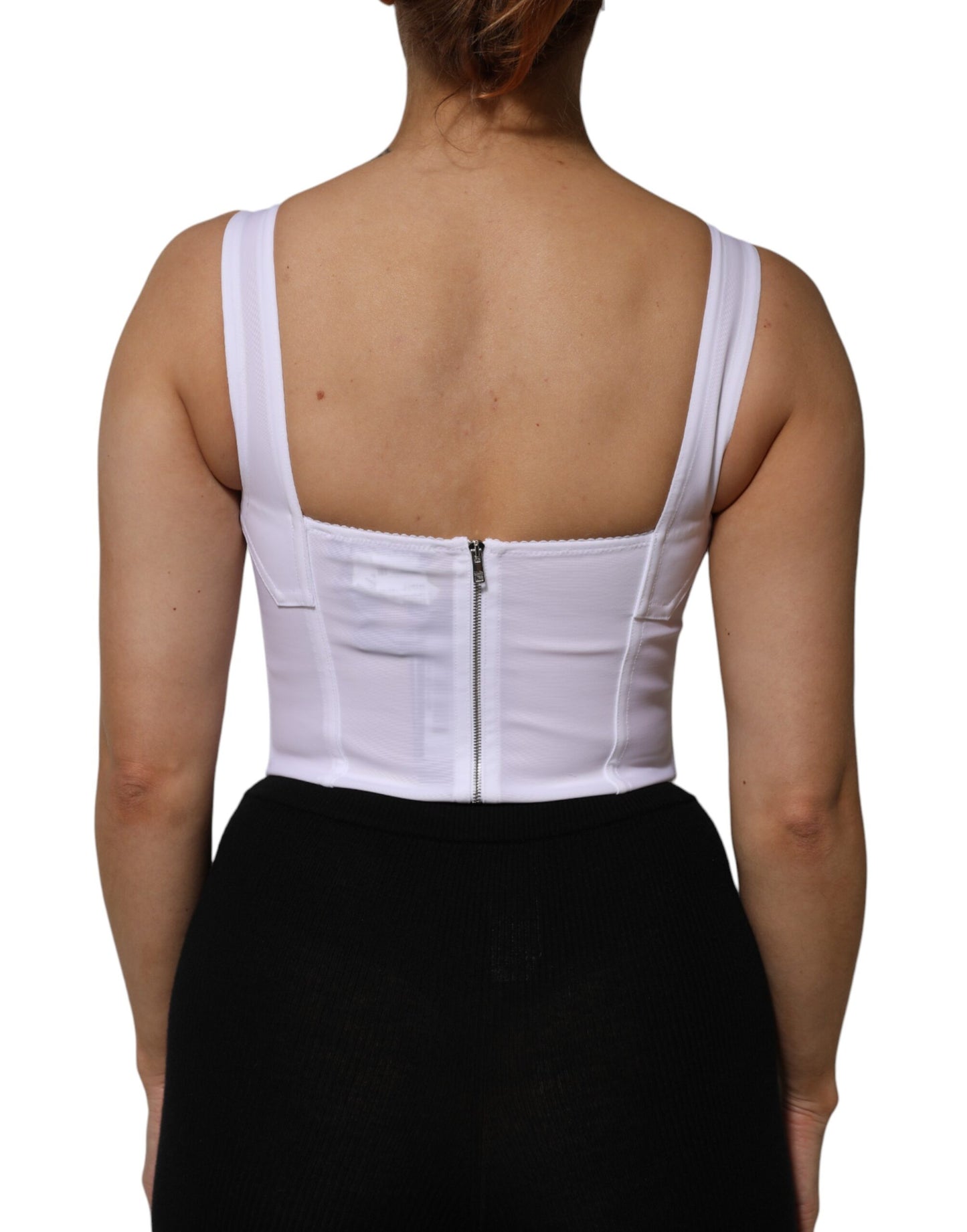 Dolce & Gabbana White Bustier Sleeveless Corset Blouse Top