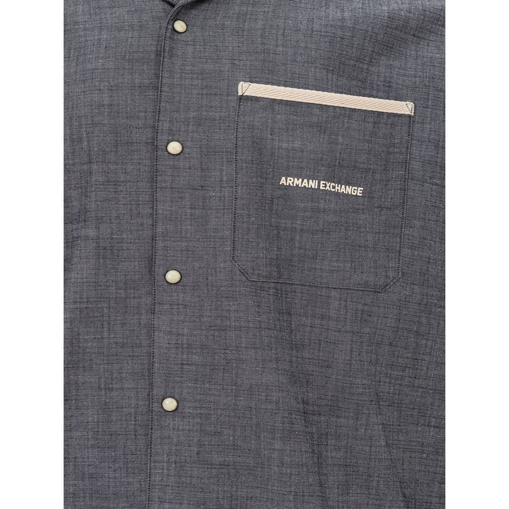 Armani Exchange Blue Cotton Shirt