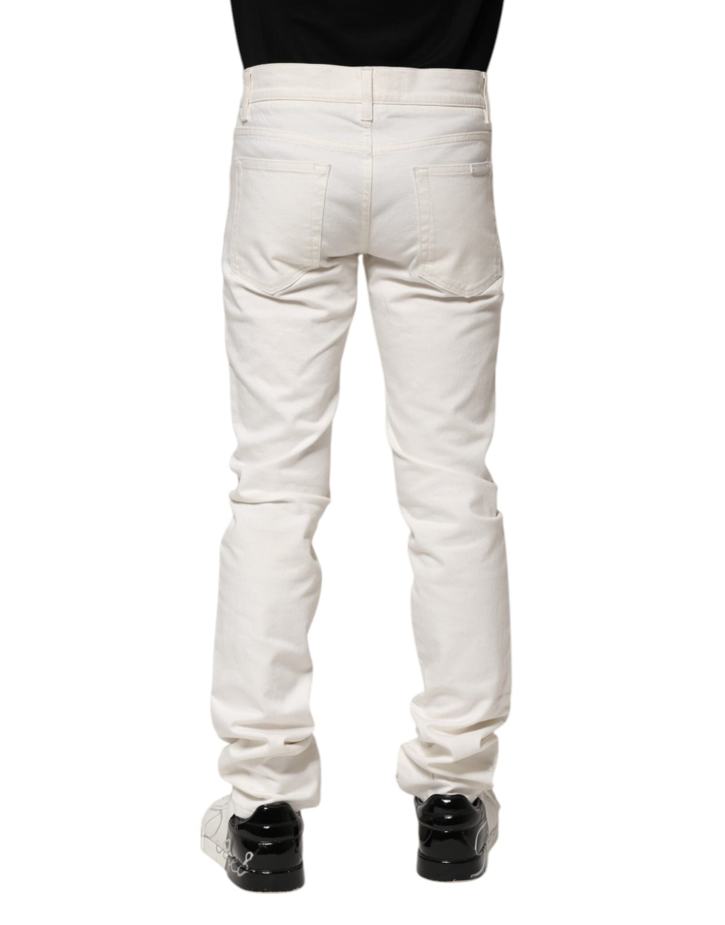Dolce & Gabbana White Cotton Skinny Men Denim Jeans