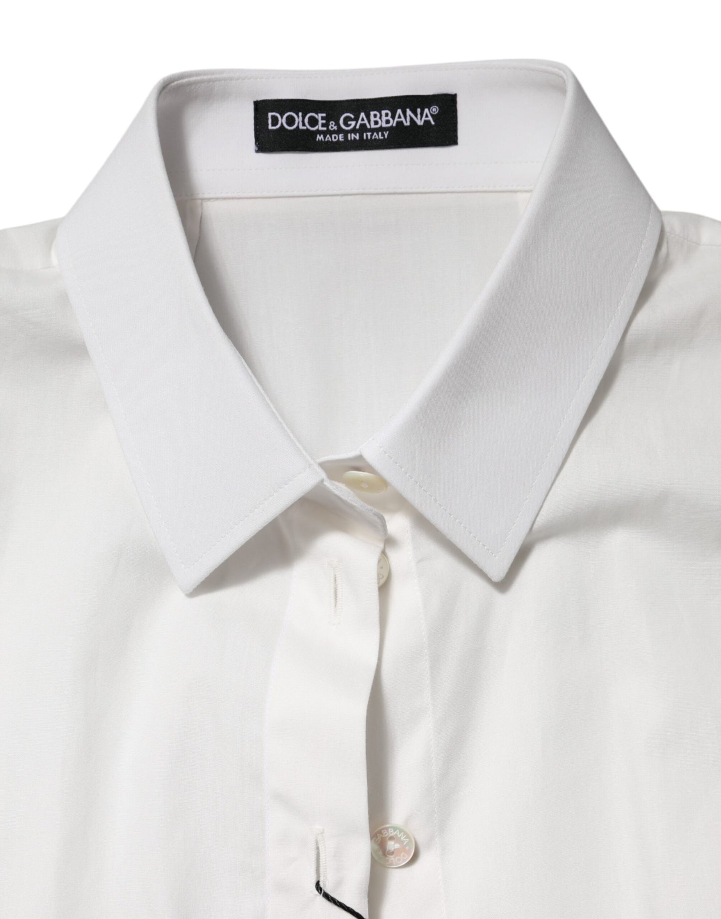 Dolce & Gabbana White Cotton Short Sleeves Collared Top Shirt