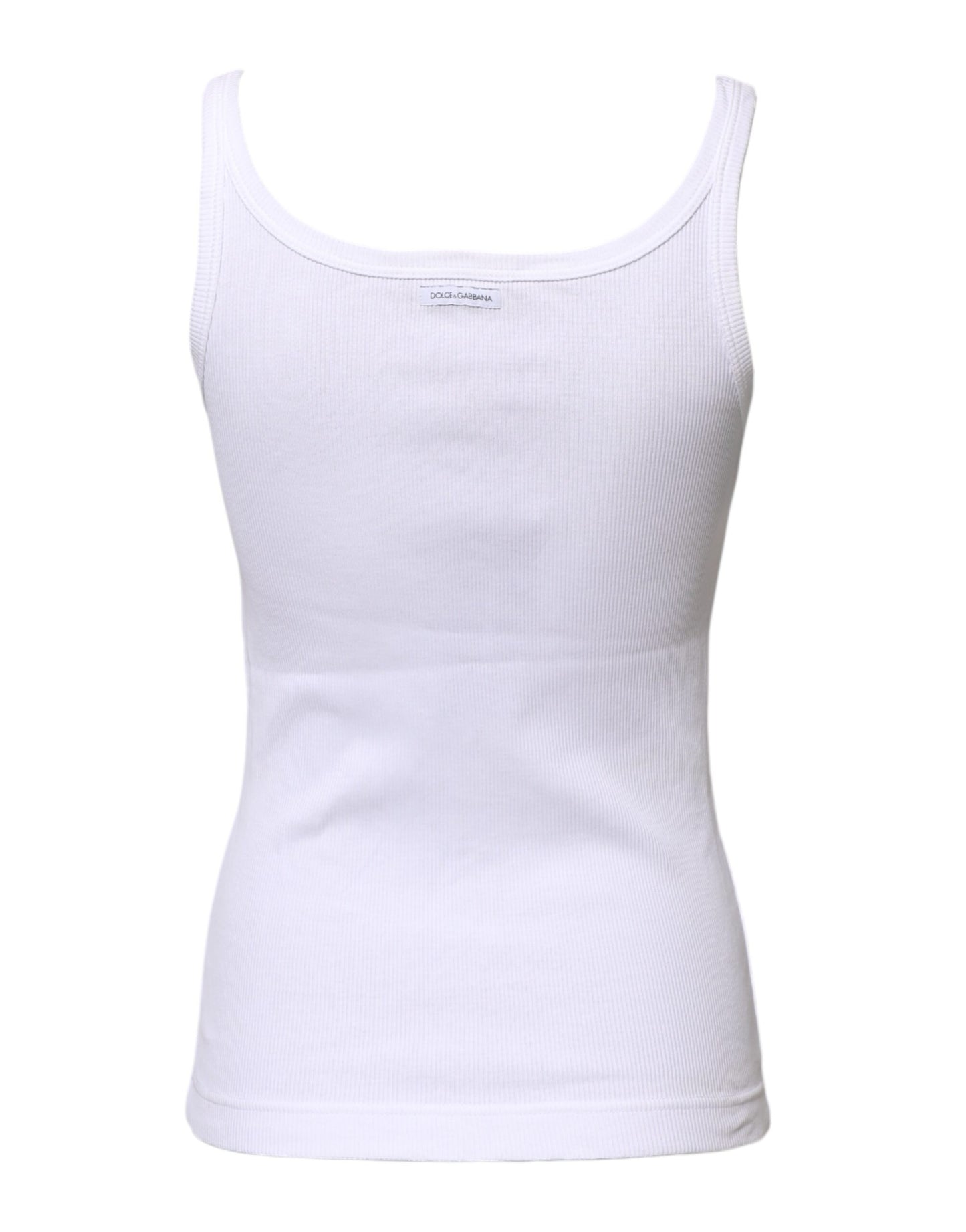 Dolce & Gabbana White Cotton Sleeveless Round Neck Tank Top