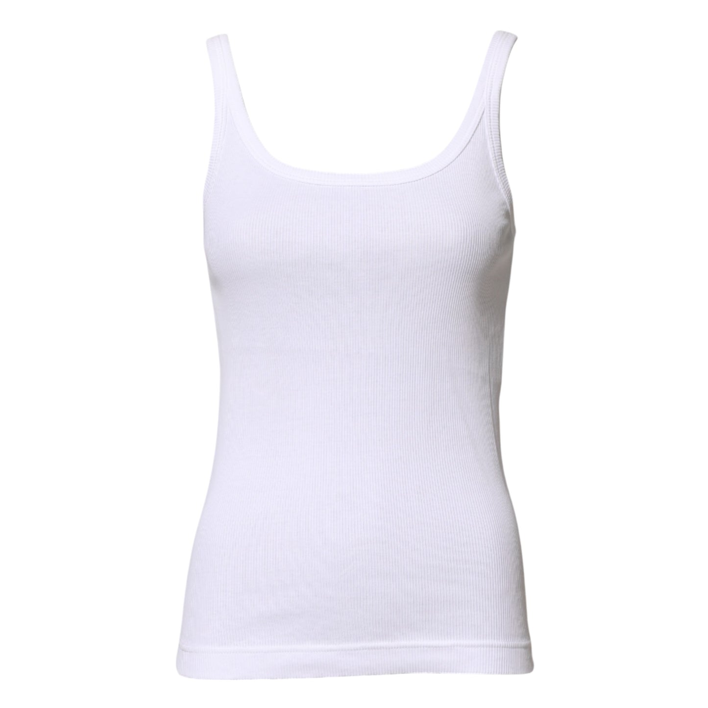Dolce & Gabbana White Cotton Sleeveless Round Neck Tank Top