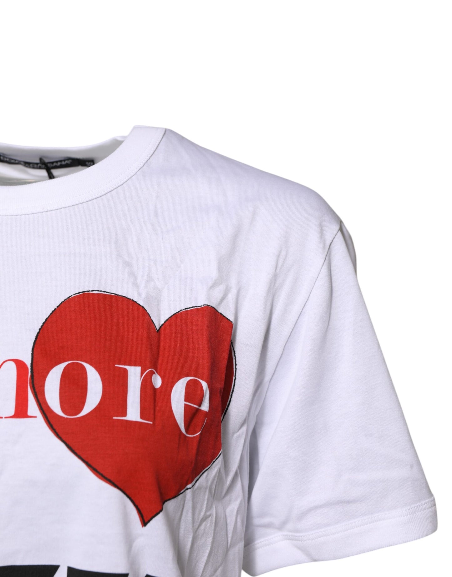Dolce & Gabbana White Cotton Graphic Print Crew Neck T-shirt