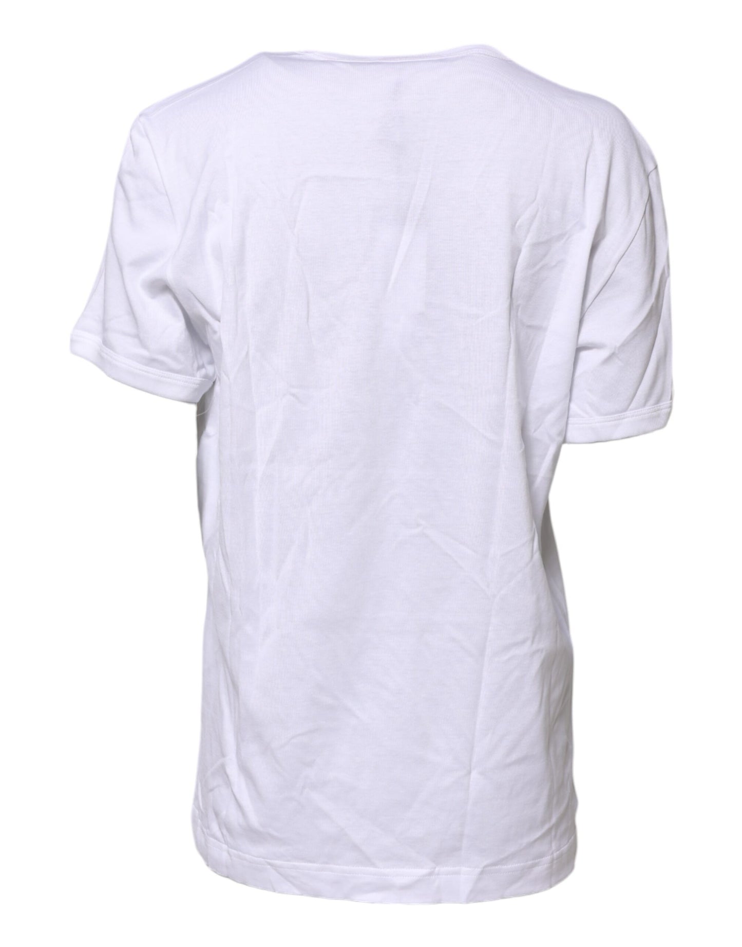 Dolce & Gabbana White Cotton Graphic Print Crew Neck T-shirt