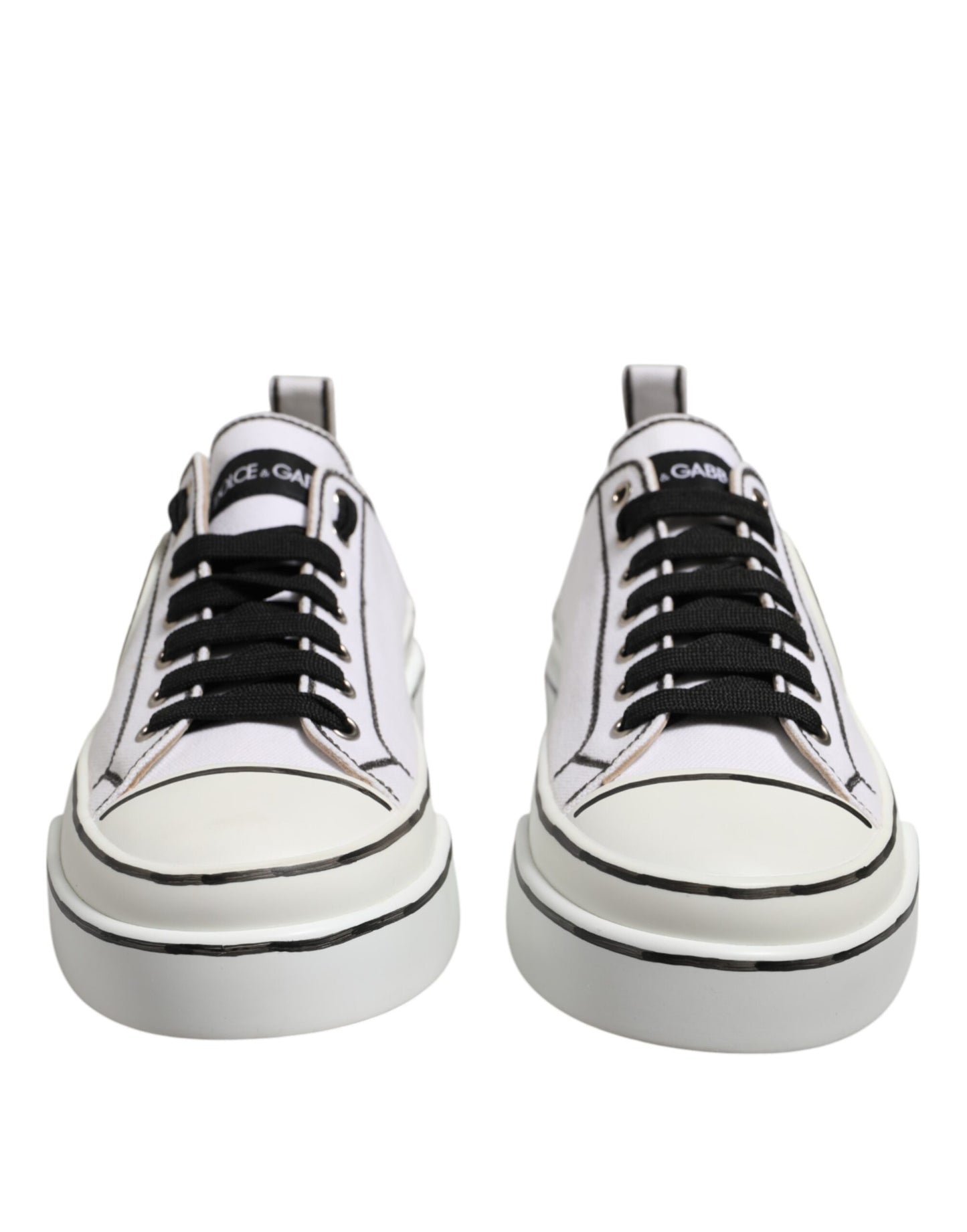 Dolce & Gabbana White Canvas Logo Low Top Men Sneakers Shoes