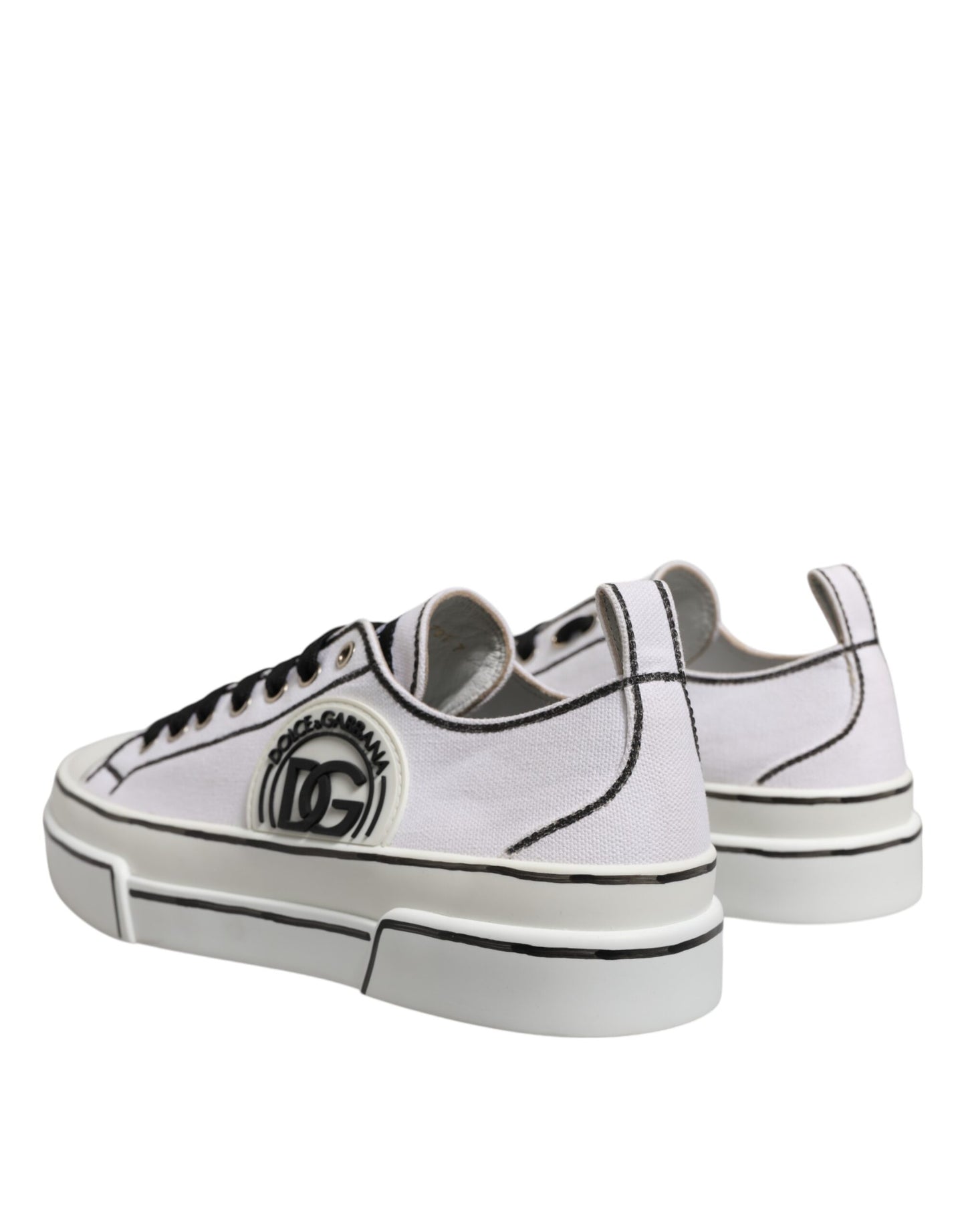 Dolce & Gabbana White Canvas Logo Low Top Men Sneakers Shoes