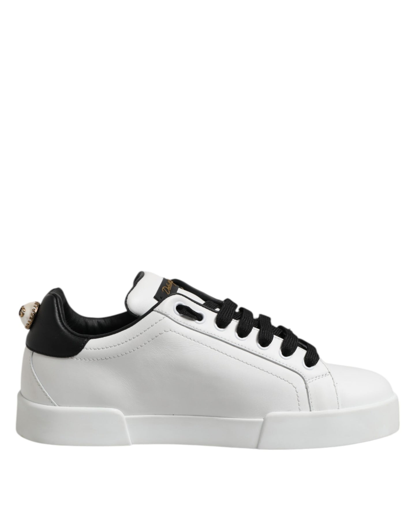 Dolce & Gabbana White Leather Heart Print Sneakers Shoes