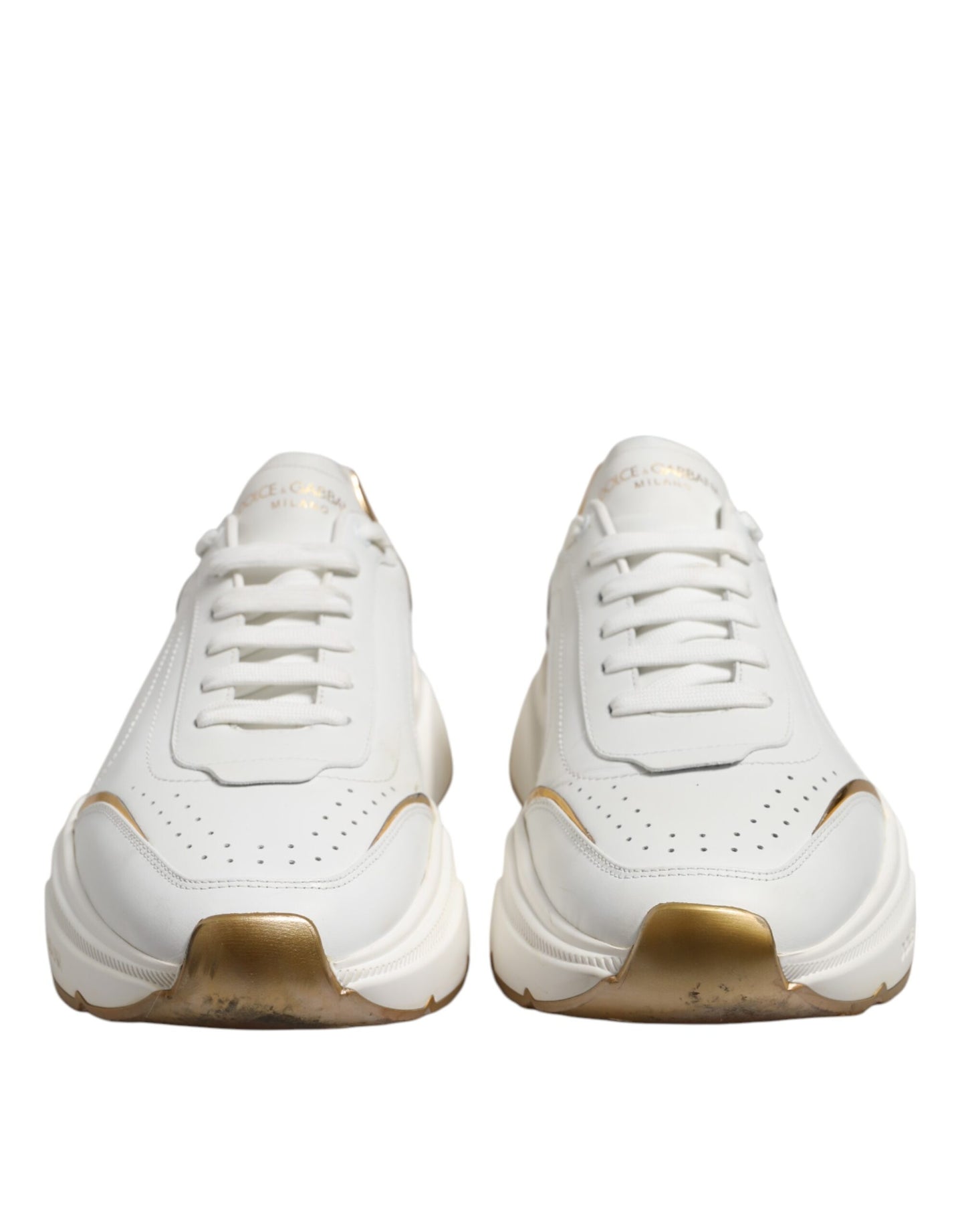 Dolce & Gabbana White Gold Daymaster Low Top Sneakers Shoes