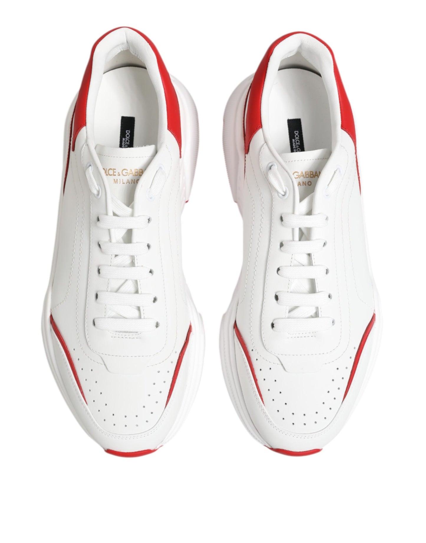 Dolce & Gabbana White Red DAYMASTER Leather Sneakers Shoes