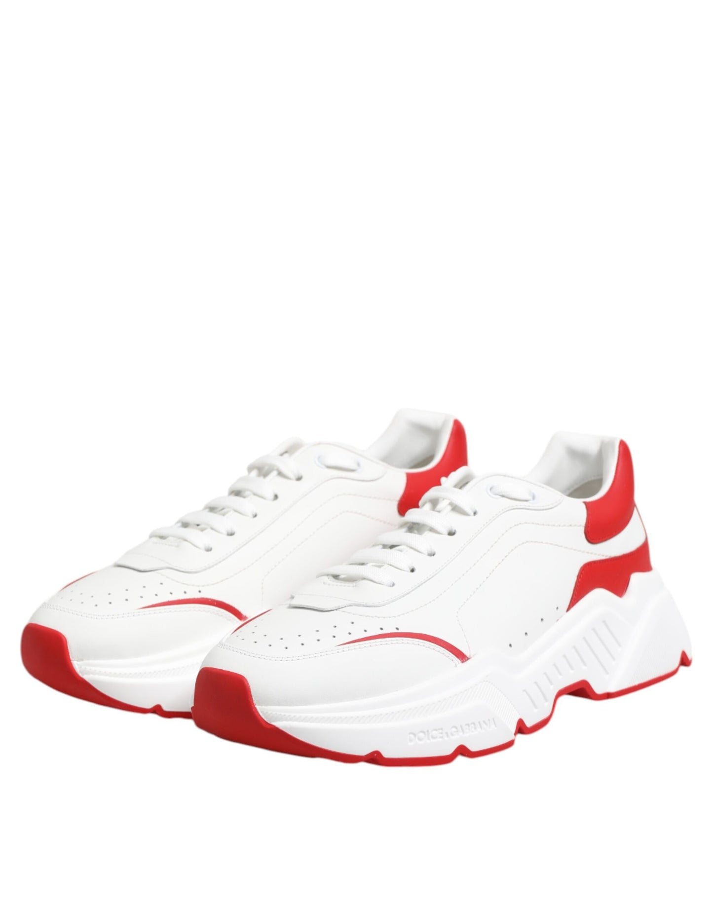 Dolce & Gabbana White Red DAYMASTER Leather Sneakers Shoes