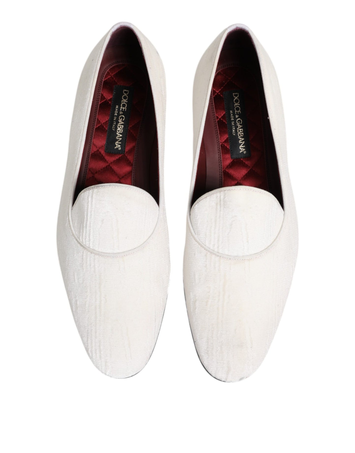 Dolce & Gabbana White Jacquard Men Slip On Men Loafers Shoes