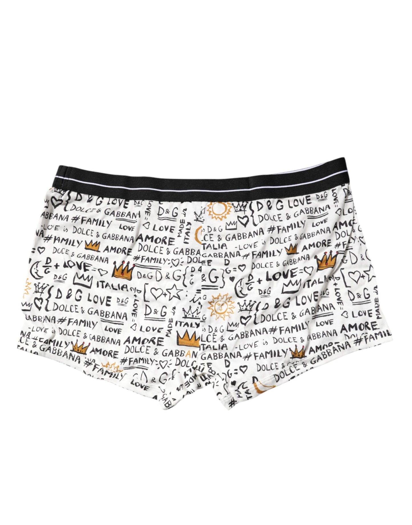 Dolce & Gabbana White Printed Cotton Regular Boxer Underwear