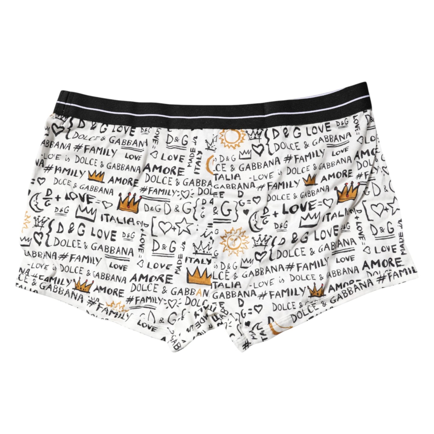 Dolce & Gabbana White Printed Cotton Regular Boxer Underwear