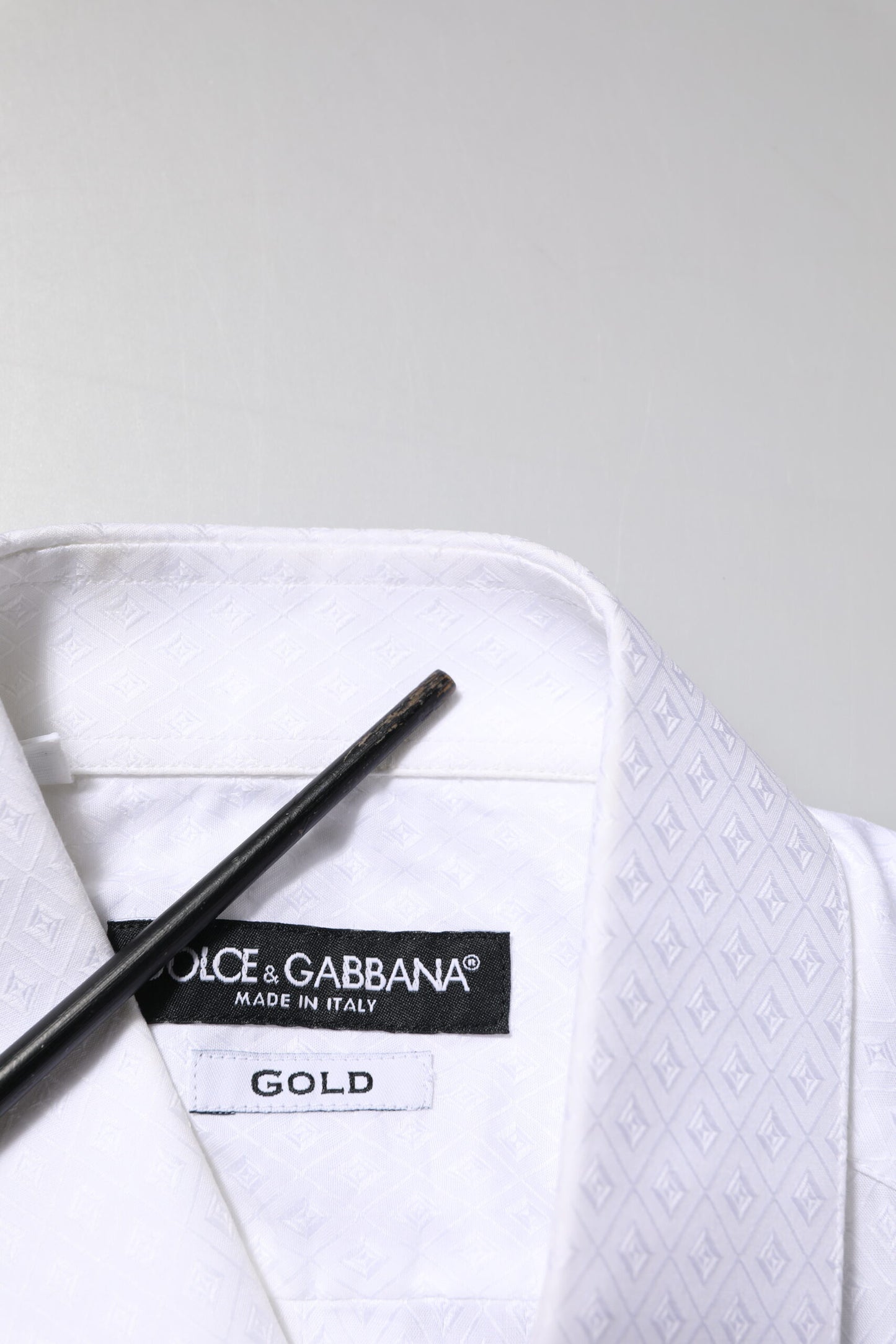 Dolce & Gabbana White Cotton GOLD Long Sleeves Formal Shirt