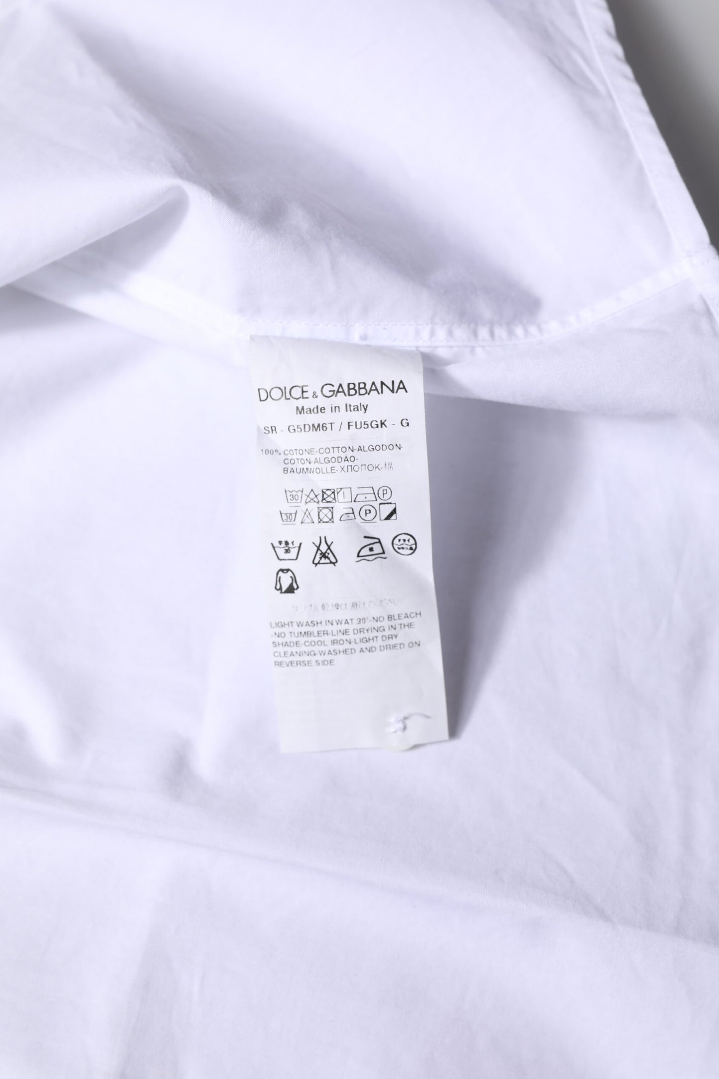 Dolce & Gabbana White Cotton GOLD Long Sleeves Formal Shirt