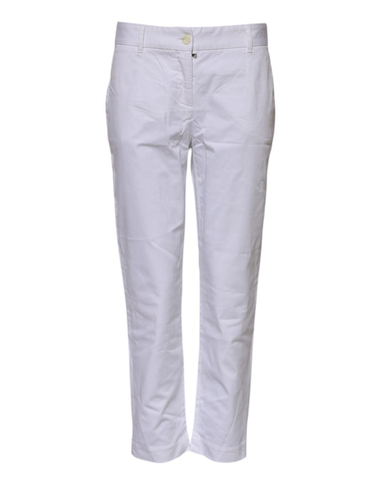 Dolce & Gabbana White Cotton Stretch Mid Waist Jeans