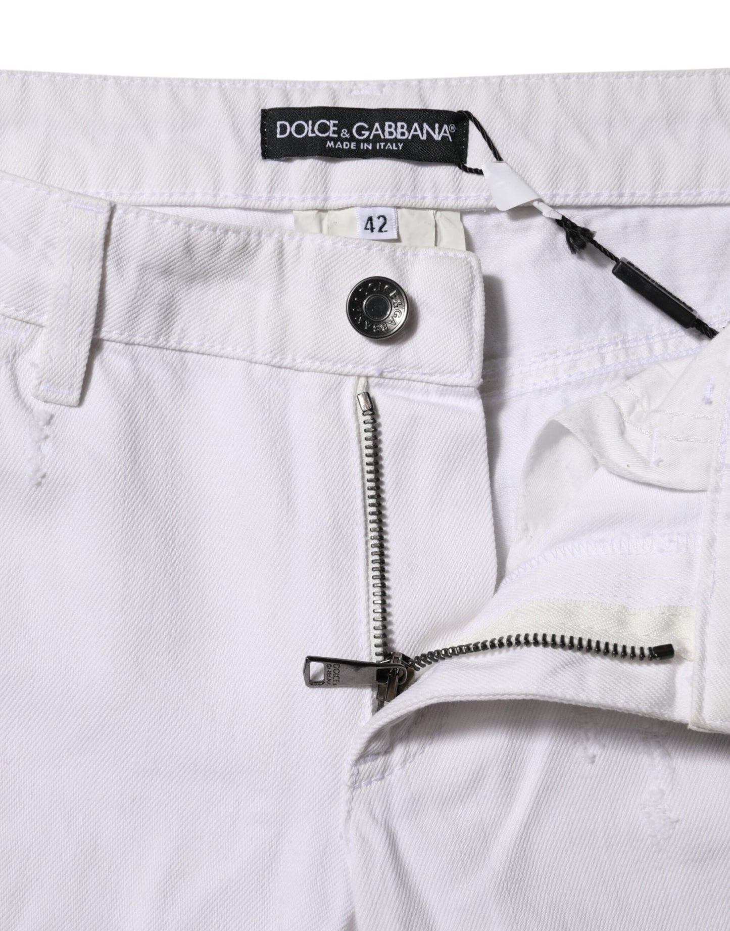 Dolce & Gabbana White Cotton Mid Waisted Women Denim Jeans