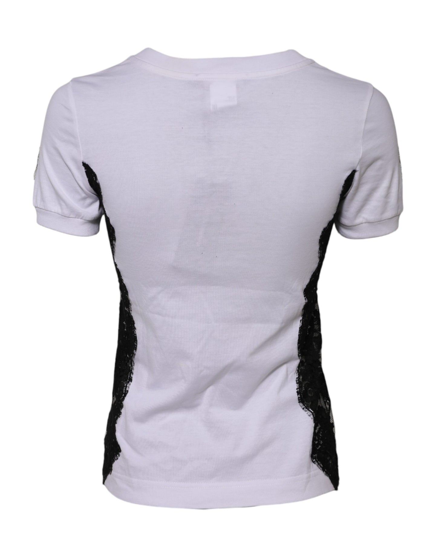 Dolce & Gabbana White Floral Lace DG Detailing Top T-shirt