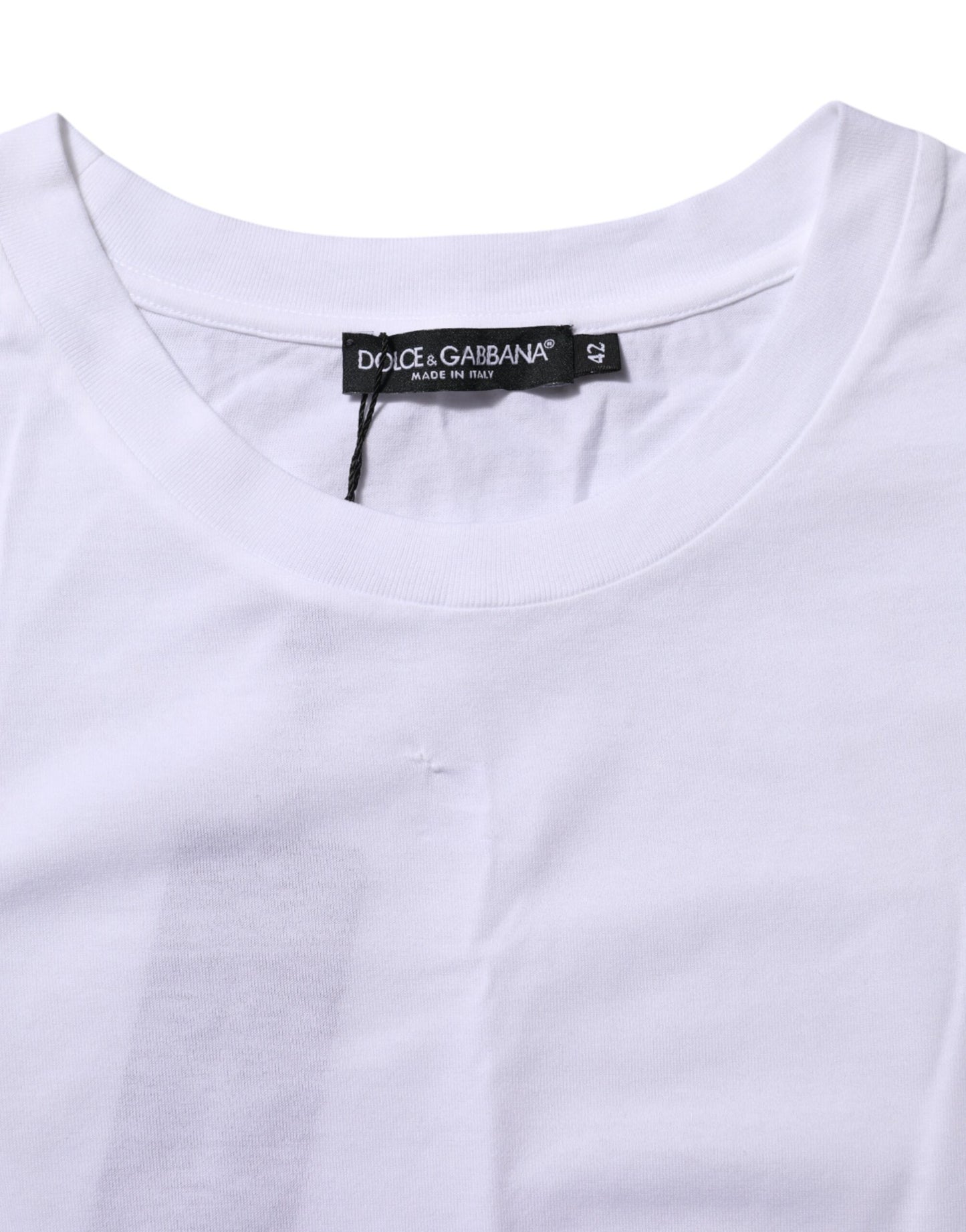 Dolce & Gabbana White Cotton Round Neck Short Sleeves T-shirt