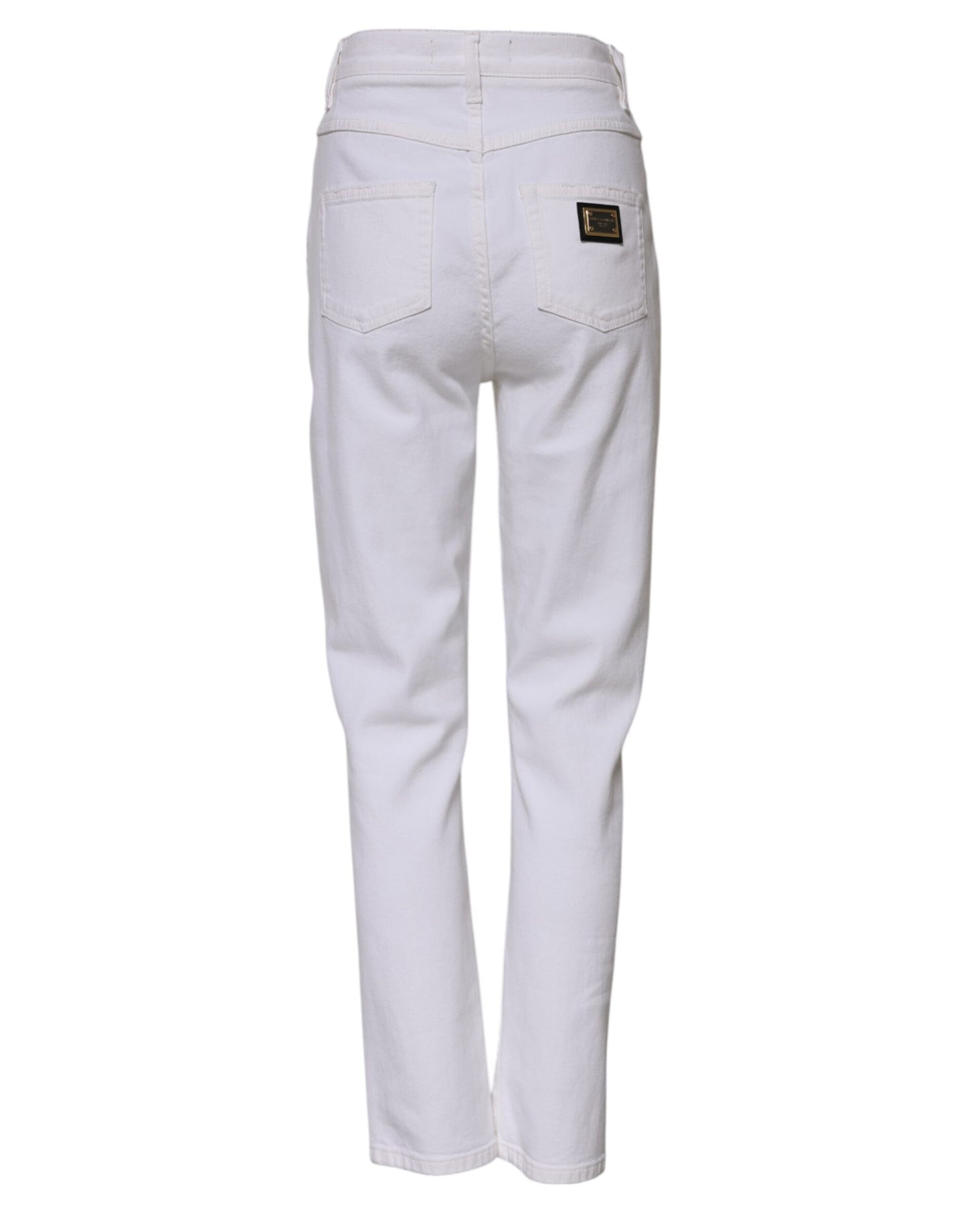 Dolce & Gabbana White Cotton High Waist Straight Denim Jeans
