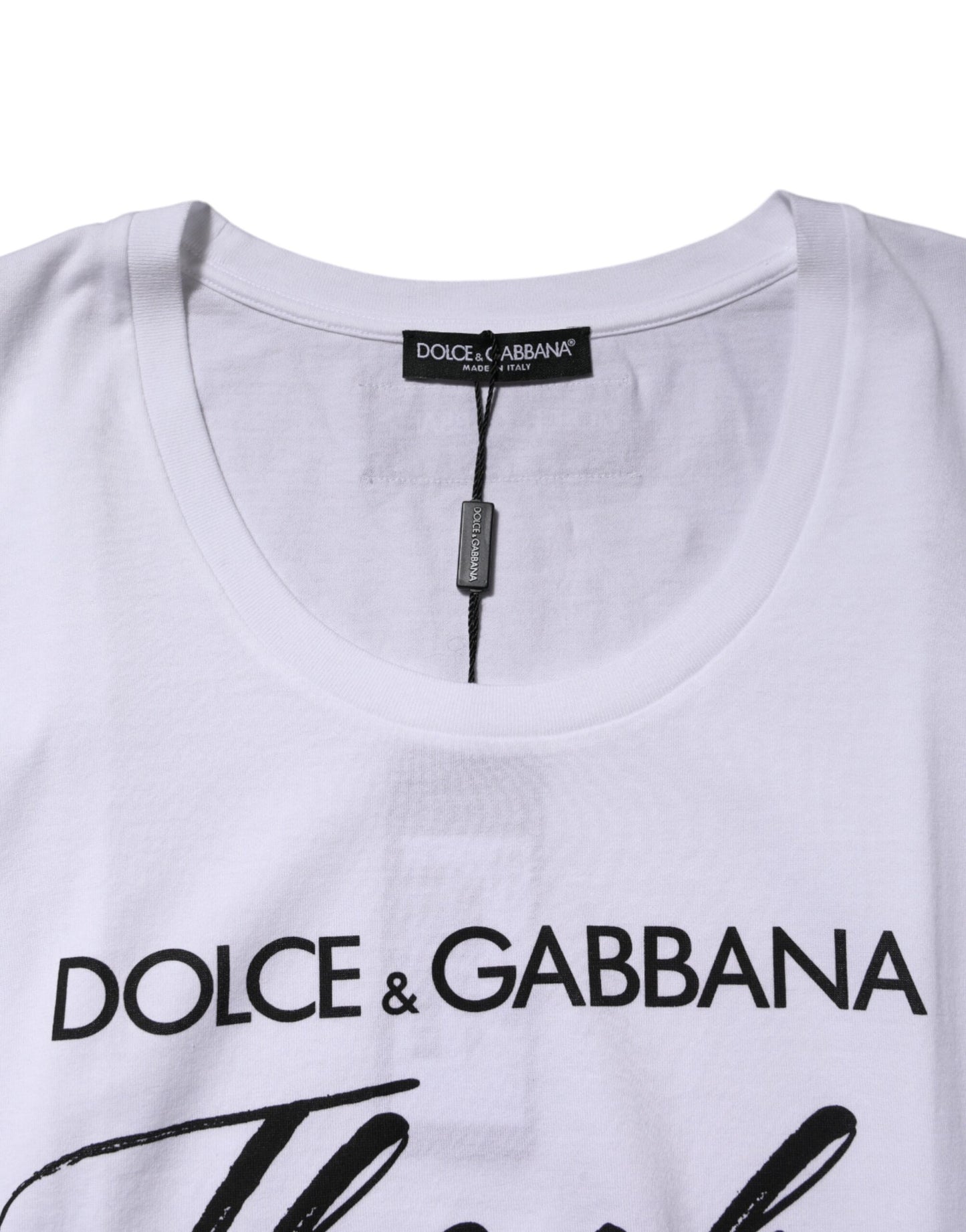 Dolce & Gabbana White Printed Cotton Sleeveless Tank T-shirt