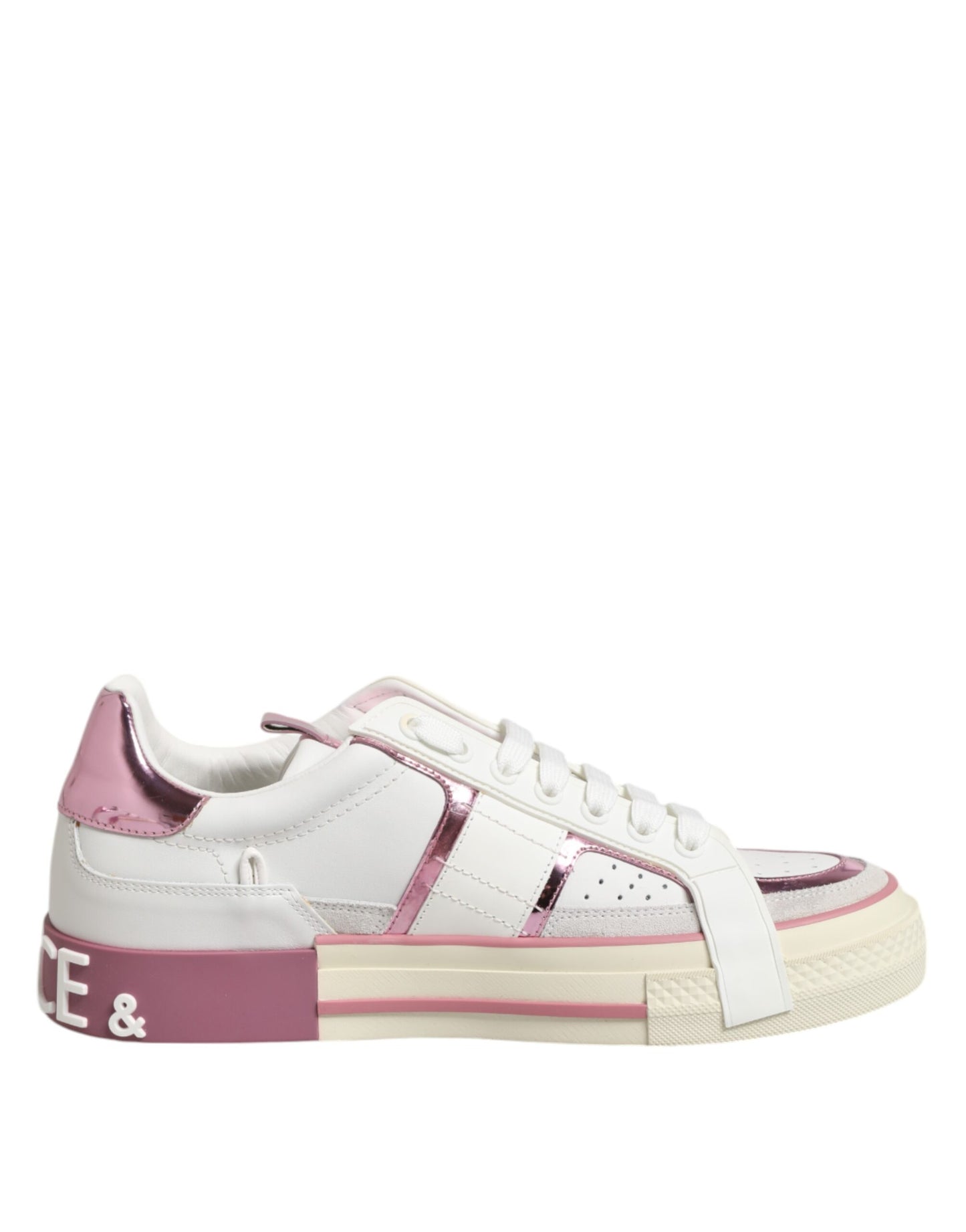 Dolce & Gabbana White Leather DG Logo Low Top Sneakers Shoes