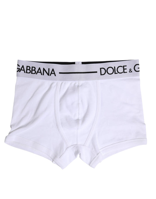 Dolce & Gabbana White Cotton Stretch Regular Boxer Underwear