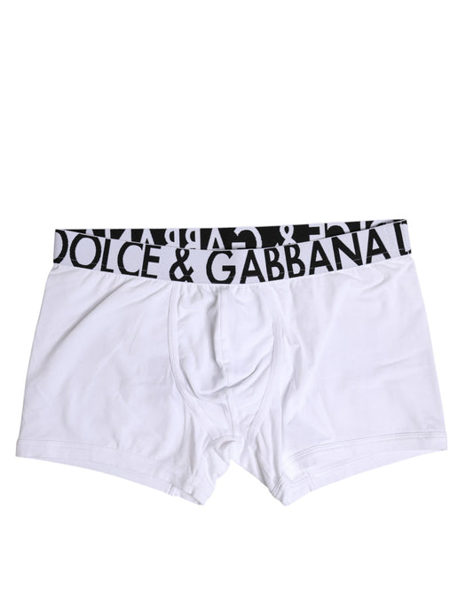 Dolce & Gabbana White Cotton Stretch Regular Boxer Underwear