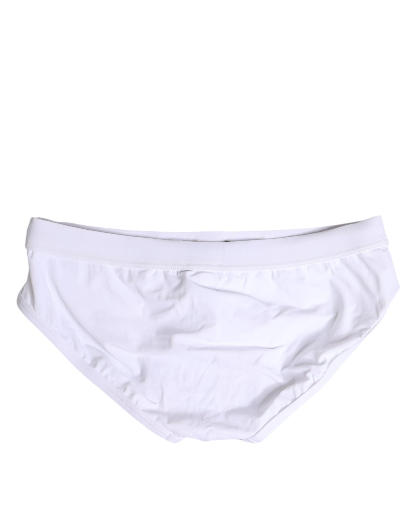 Dolce & Gabbana White Logo Drawstring Beachwear Brief Swimwear