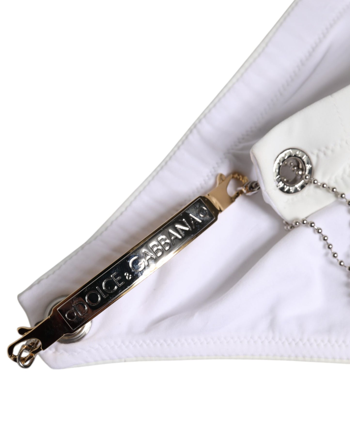 Dolce & Gabbana White Logo Metal Embellishment Brief Swimwear