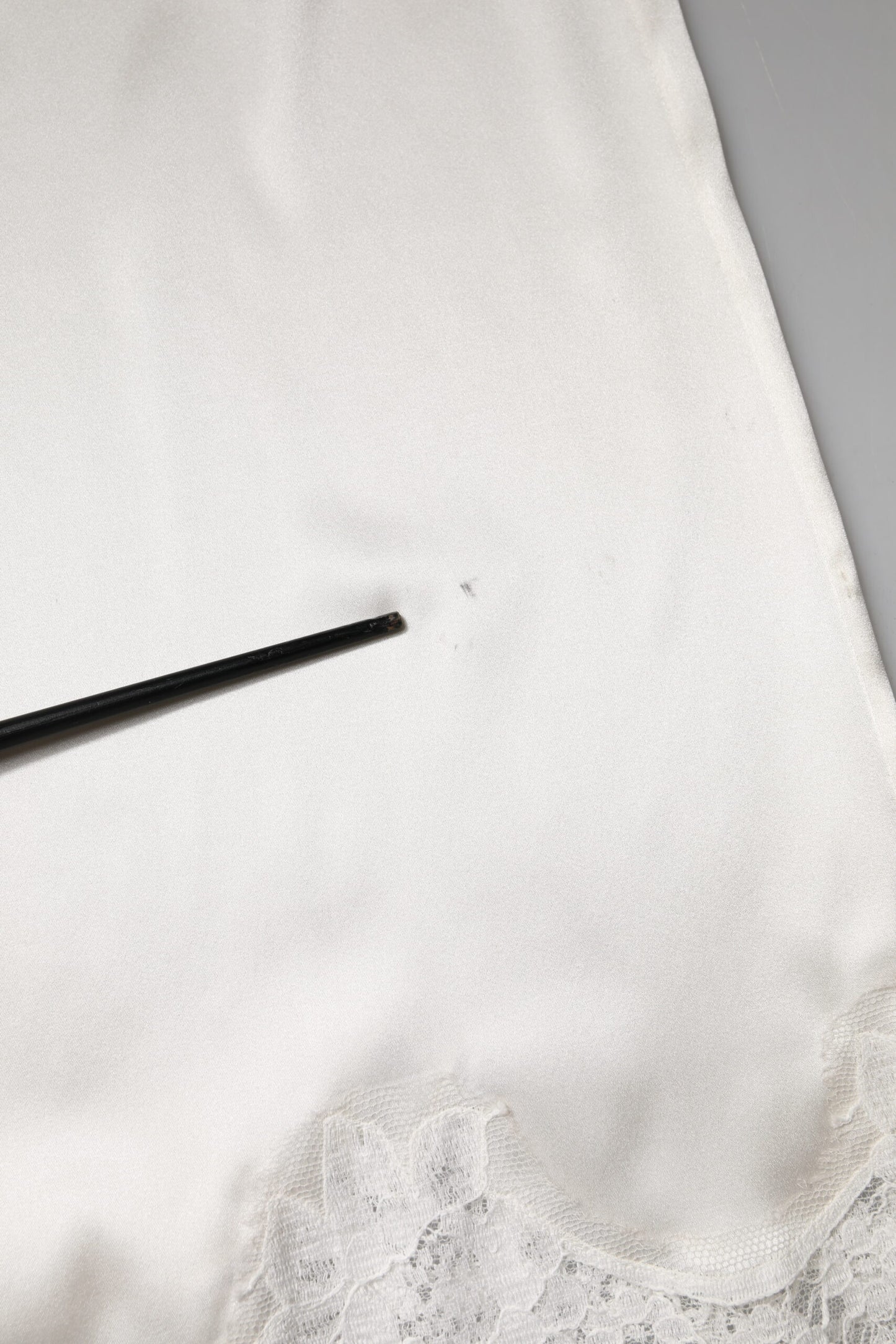 Dolce & Gabbana White Lace Gold DG Logo Silk Dress Sleepwear