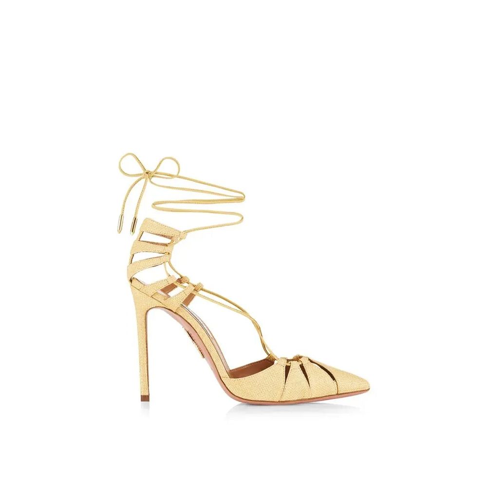 Aquazzura Aquazzurra Bellissima Woven Raffia Stiletto Sandals