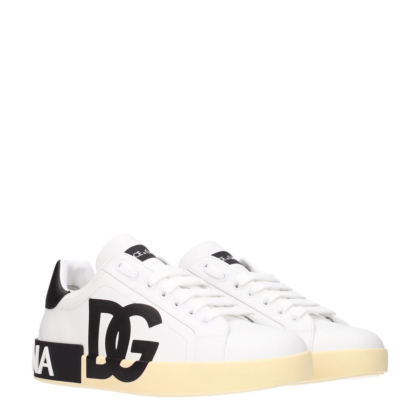 Dolce & Gabbana White Leather Low Tops
