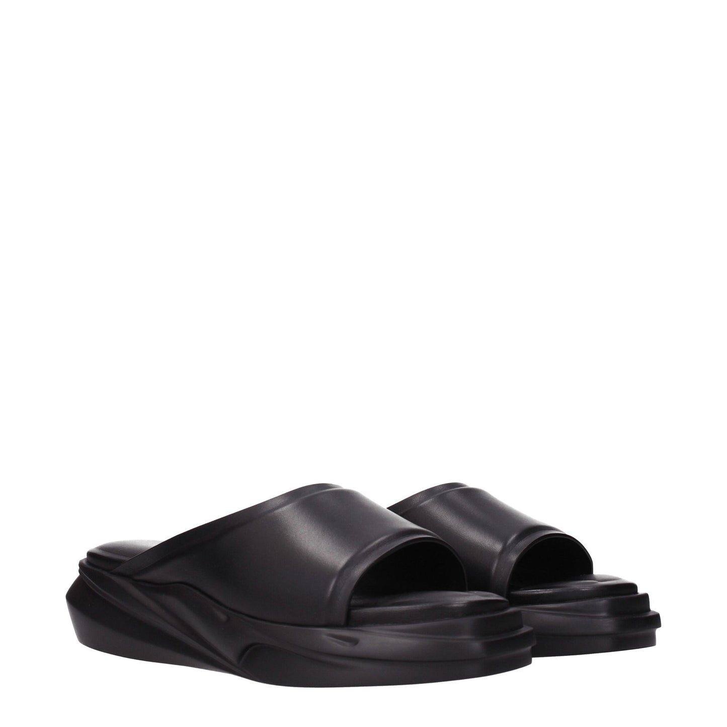 Alyx Black Leather Slippers Sandals