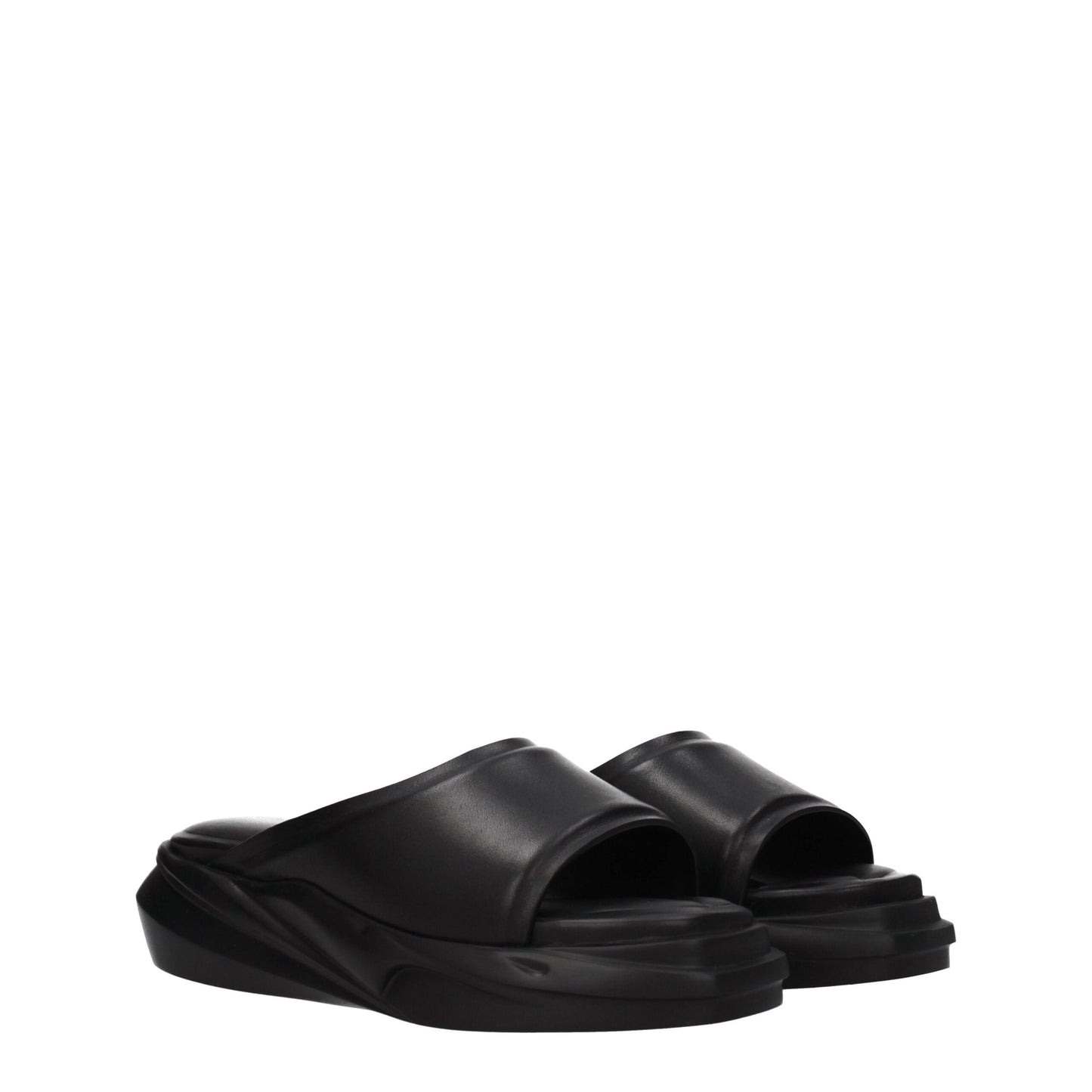Alyx Black Leather Slippers Sandals