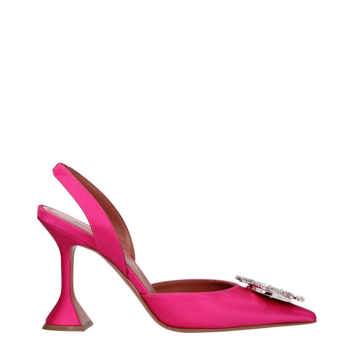 Amina Muaddi Pink Satin High Heel Pumps