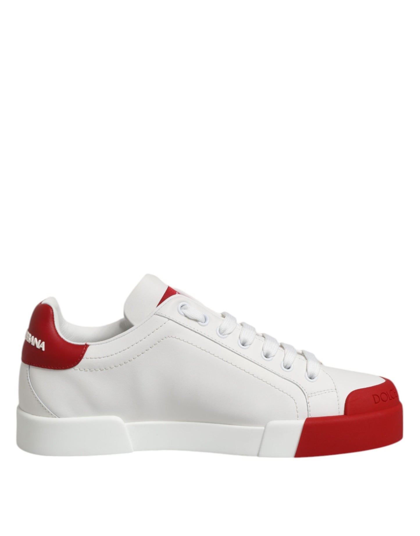 Dolce & Gabbana White Leather DG Logo Low Top Sneakers Shoes