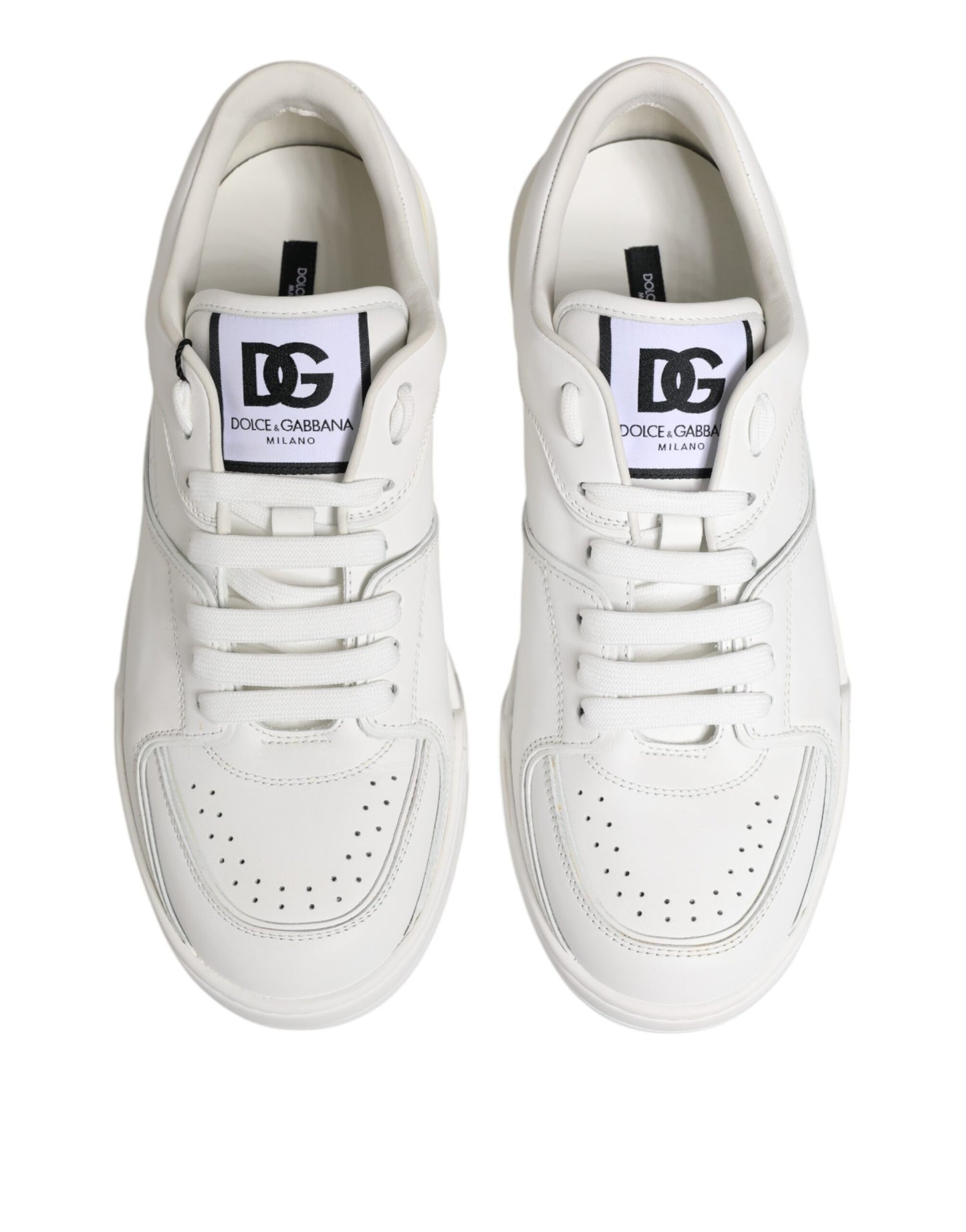 Dolce & Gabbana White Miami Leather Low Top Sneakers Shoes