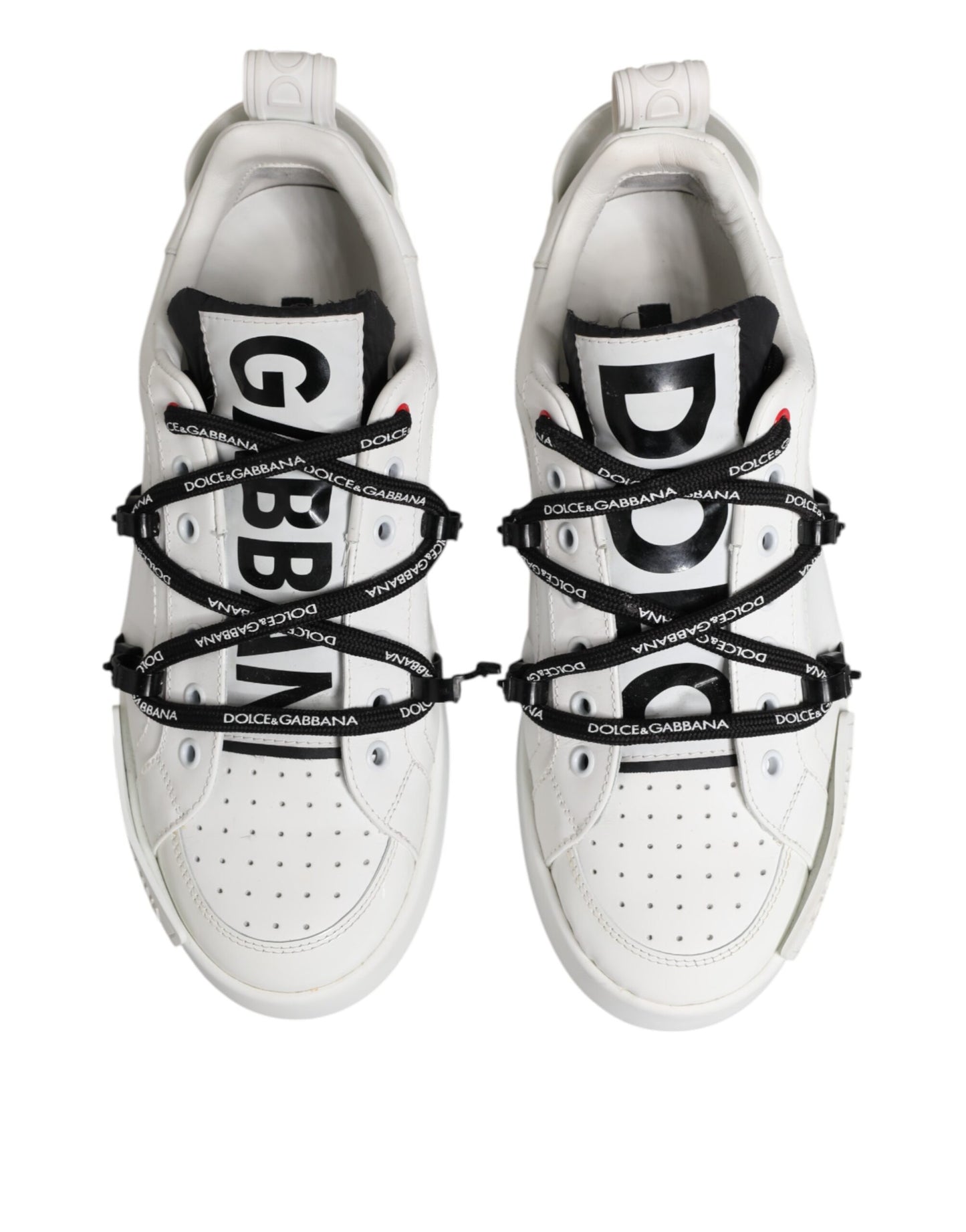 Dolce & Gabbana White Leather Lace Up Men Sneakers Shoes