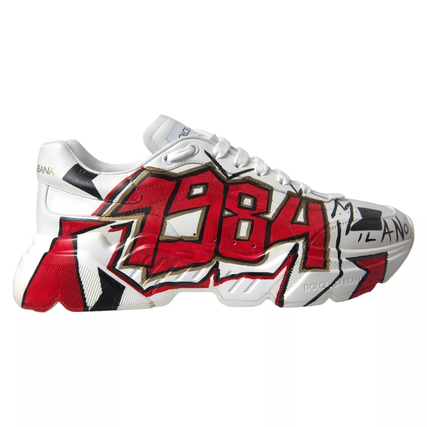 Dolce & Gabbana White Daymaster Hand Painted Sneakers