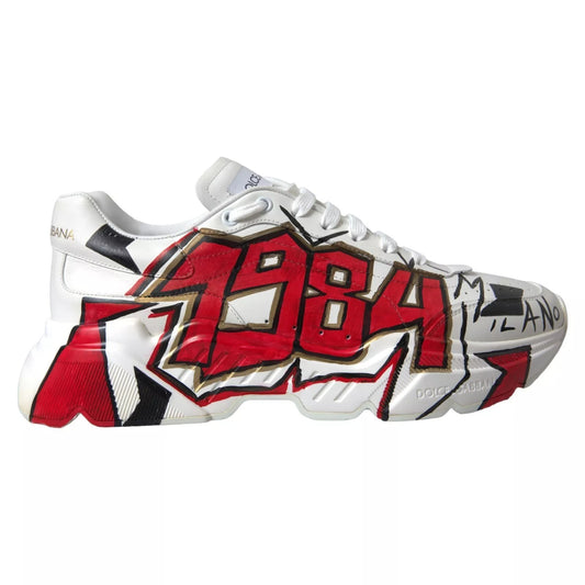 Dolce & Gabbana White Daymaster Hand Painted Sneakers